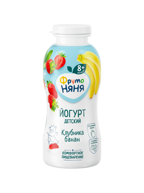 Йогурт питьевой детский ФрутоНяня Клубника и банан 2.5% с 8 месяцев, 200мл
