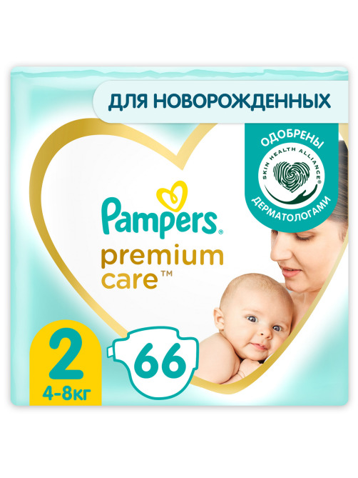 Подгузники для новорожденных Pampers Premium Care mini 4-8кг, 66шт