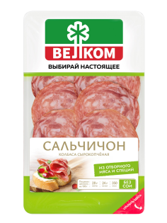 Колбаса Велком Сальчичон сырокопченая нарезка, 70г