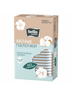 Палочки Bella Happy Cotton ватные на бумажной основе, 200шт