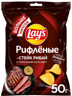 Чипсы Lay's рифленые стейк рибай, 50г