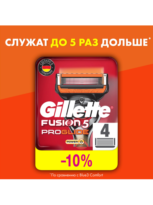 Кассета для бритвенного станка Gillette Fusion Proglide Power, 4шт