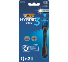 Бритва мужская BIC Flex 3 Hybrid 3 лезвия плавающая головка, 1 ручка и 2 сменные кассеты