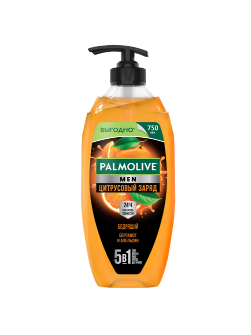Гель для душа Palmolive Men Бодрящий Цитрусовый Заряд 2 в 1 для тела и волос, 750мл