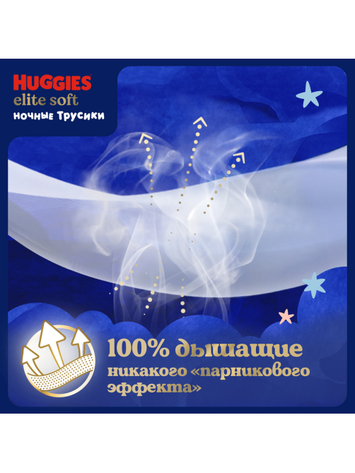 Подгузники-трусики Huggies Elite Soft ночные 5 размер 12-17кг, 17шт