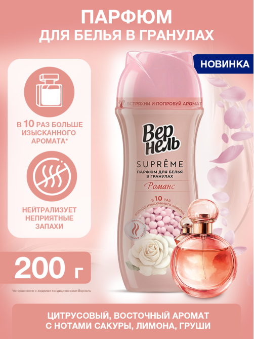 Кондиционер-парфюм для белья Вернель Supreme Романс гранулы, 200г
