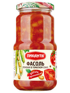 Фасоль белая печеная Пиканта в томатном соусе, 470г