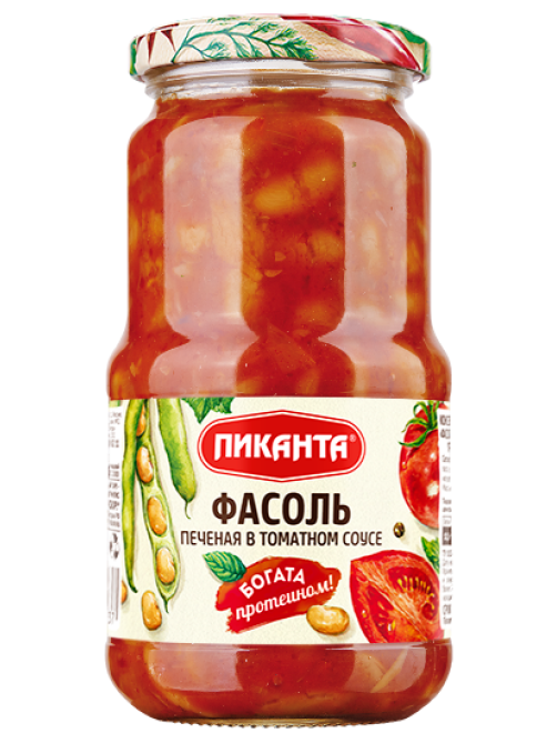 Фасоль белая печеная Пиканта в томатном соусе, 470г