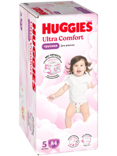 Подгузники-трусики Huggies Ultra Comfort для девочек №5 12-17кг, 84шт