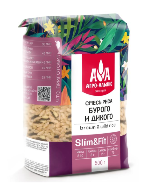 Смесь риса Агро-Альянс Экстра бурый и дикий, 500г