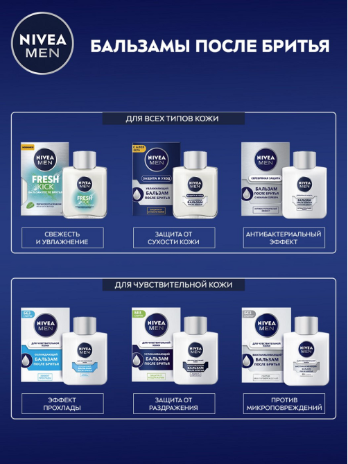 Бальзам после бритья Nivea Men Успокаивающий для чувствительной кожи, 100мл