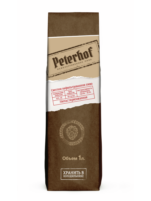 Пиво Peterhof Живое светлое нефильтрованное, 1л