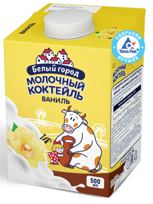 Коктейль молочный Белый город ваниль 1.5%, 500мл