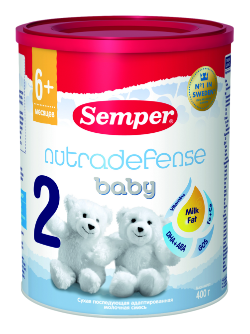 Смесь молочная детская Semper 2 Nutradefense Baby с 6 месяцев, 400г