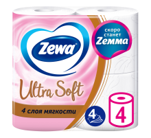Туалетная бумага Zewa Ultra Soft 4 слоя, 4 рулона