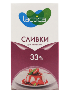 Крем Lactica ультрапастеризованный сливочный для взбивания 33%, 1л