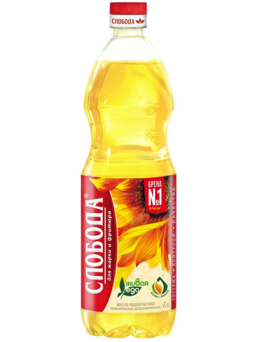 Масло подсолнечное Слобода Для фритюра и жарки рафинированное дезодорированное, 1л