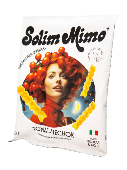 Паста-снек Solim Mimo Фузилли с томатом и чесноком, 60г