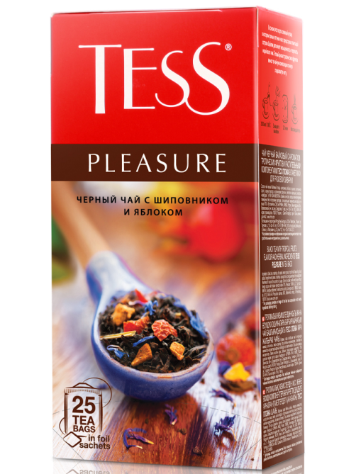 Чай черный Tess Pleasure Шиповник и яблоко байховый (1.5г x 25шт), 38г