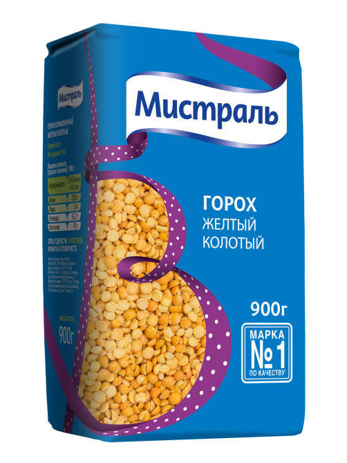 Горох Мистраль желтый колотый, 900г