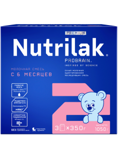 Смесь молочная Nutrilak Premium 2 6+ месяцев (350г x 3шт), 1.05кг