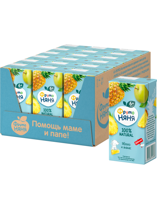 Сок детский ФрутоНяня Яблоко и ананас с 6 месяцев, 200мл