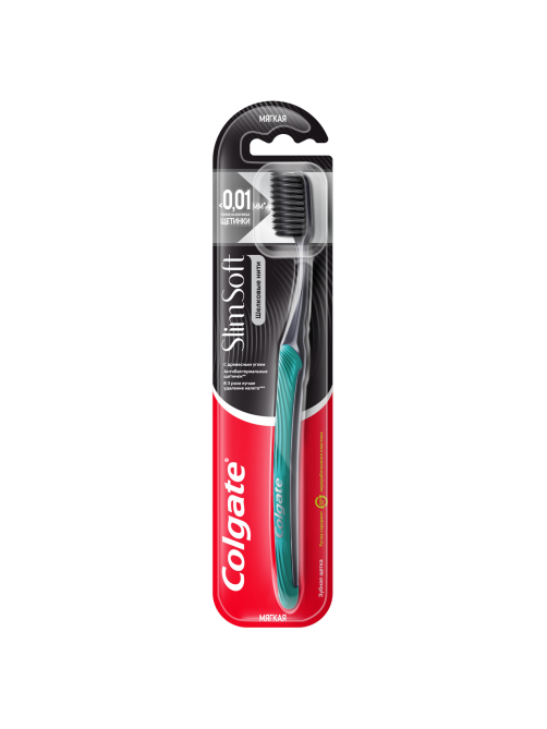 Зубная щетка Colgate Шелковые Нити с древесным углем для здоровья десен, мягкая, бирюзовая