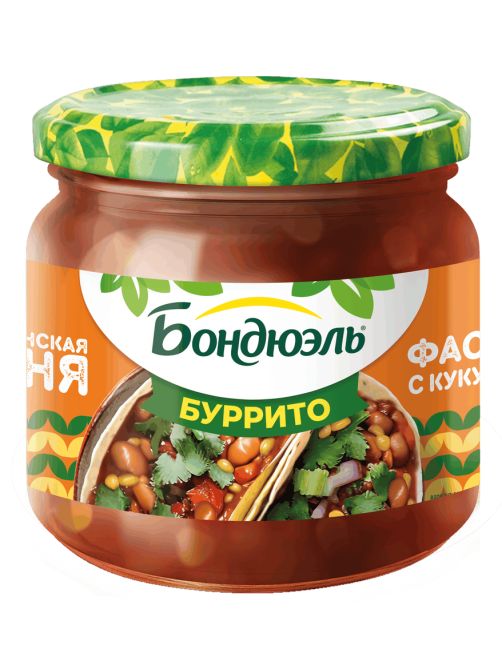 Фасоль красная Бондюэль с кукурузой по-мексикански в соусе Буррито, 425мл