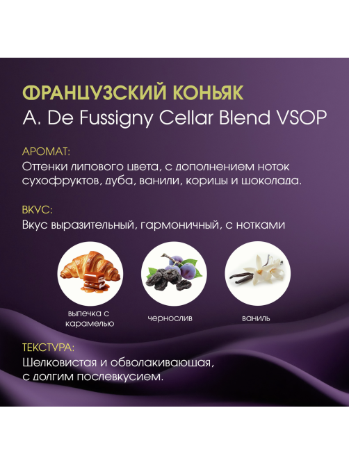 Коньяк A. De Fussigny Cellar Blend VSOP в подарочной упаковке, 0.5л