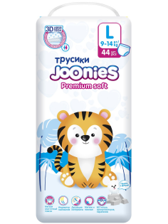 Подгузники-трусики Joonies Premium Soft размер L 9-14кг, 44шт