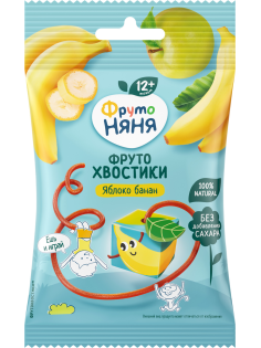 Кусочки фруктовые ФрутоНяня хвостики яблоко и банан, 15г
