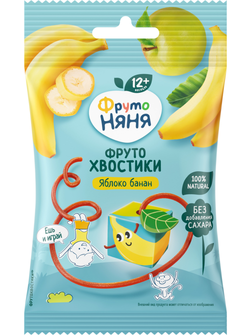 Кусочки фруктовые ФрутоНяня хвостики яблоко и банан, 15г