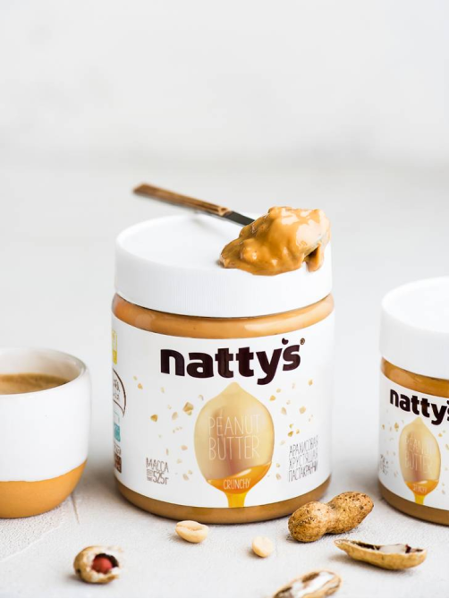 Арахисовая паста Nattys Crunchy хрустящая с медом, 525г