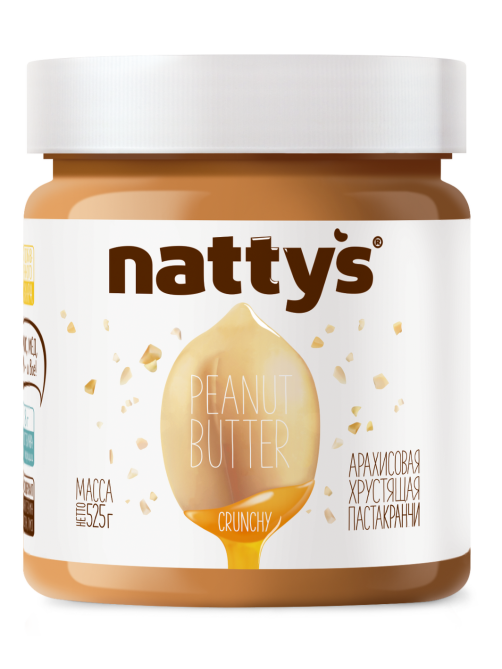 Арахисовая паста Nattys Crunchy хрустящая с медом, 525г