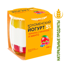 Йогурт Коломенское Черника-малина-манго 5%, 170г