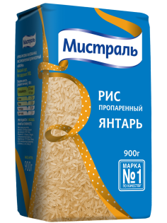 Крупа рис Мистраль Янтарь пропаренный, 900г