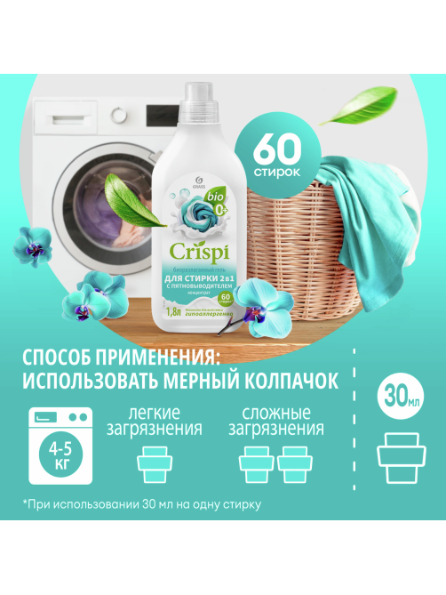 Гель-концентрат для стирки Grass Crispi 2в1 пятновыводитель, 1.8л