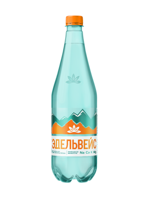 Вода Эдельвейс минеральная газированная, 1л x 12 шт