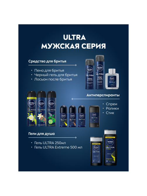 Пена для бритья Nivea Ultra с активным углем, 200мл