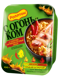 Лапша быстрого приготовления Роллтон куриная с соусом чили, 100г