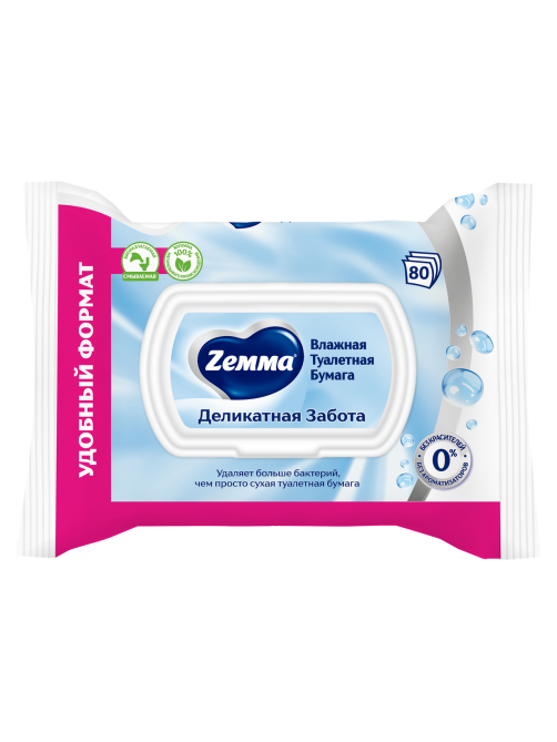 Влажная туалетная бумага Zewa Pure, 80 листов