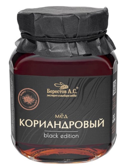 Мед Берестов А.С. натуральный Кориандровый Black edition, 500г