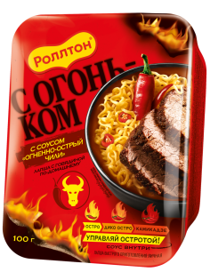 Лапша быстрого приготовления Роллтон с говядиной с соусом чили, 100г