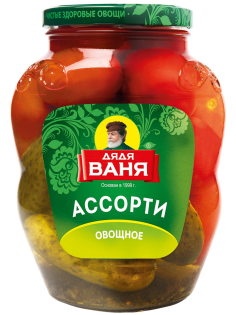 Ассорти овощное маринованное Дядя Ваня Помидоры и огурцы, 1.8кг