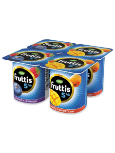 Йогуртный продукт Fruttis С малиной и черникой/с манго и абрикосом 5%, 115г