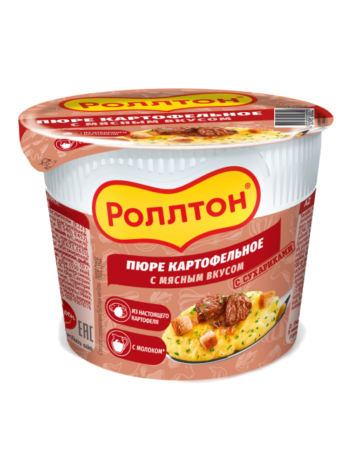 Пюре картофельное Роллтон с мясным вкусом, 40г