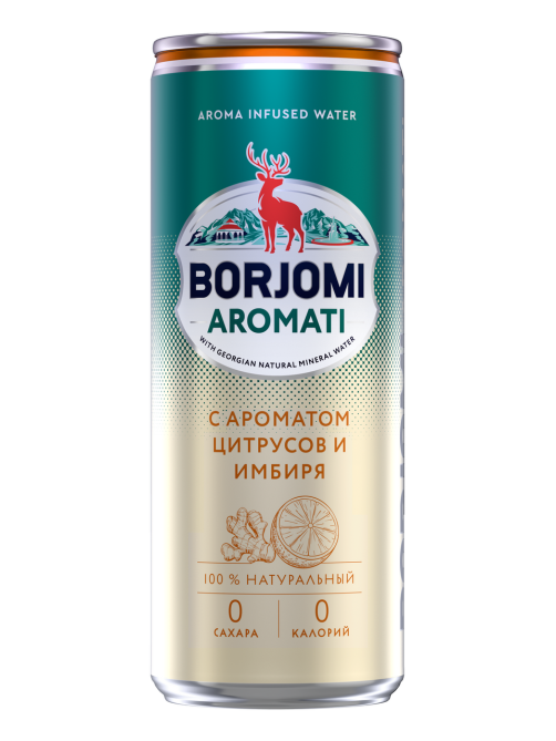 Вода Borjomi Flavored с ароматом цитрусов и имбиря газированная, 330мл x 12 шт