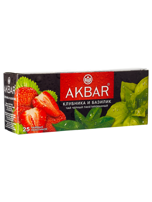 Чай черный Akbar клубника-базилик пакетированный (1.5г x 25шт), 38г