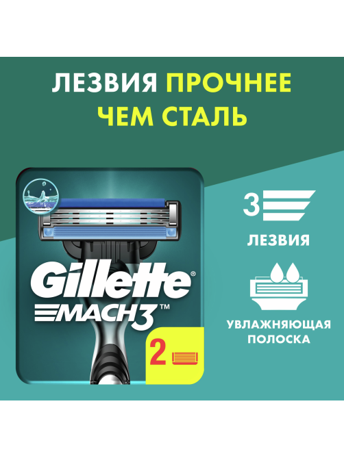 Кассета для бритвенного станка Gillette Mach3, 2шт