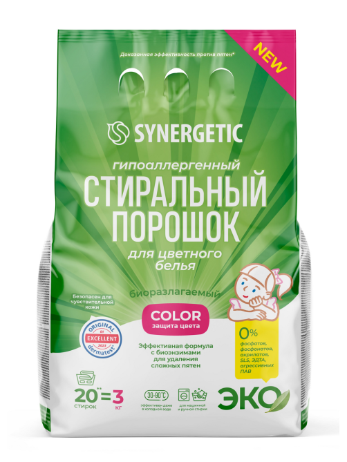 Стиральный порошок Synergetic Color, 3кг